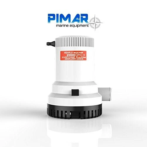 POMPA DI SENTINA AD IMMERSIONE 2000 GPH 12V 125 LT/MIN PER BARCA GOMMONE NAUTICA - Immagine 2 di 3