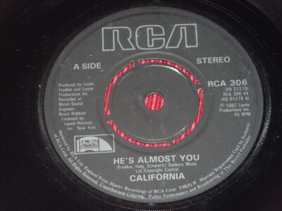 California:   He's Almost You  1987     Near mint 7''
