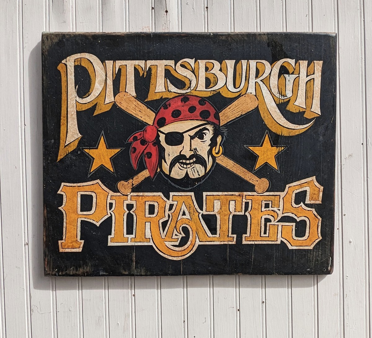 Pittsburgh Pirates sign hand painted wooden pennsylvania baseball
