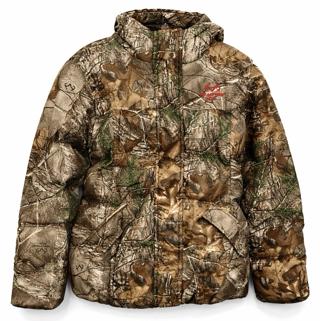 Realtree Mens Large Insulated Hunting Jacket Hooded Camo Zip Snap