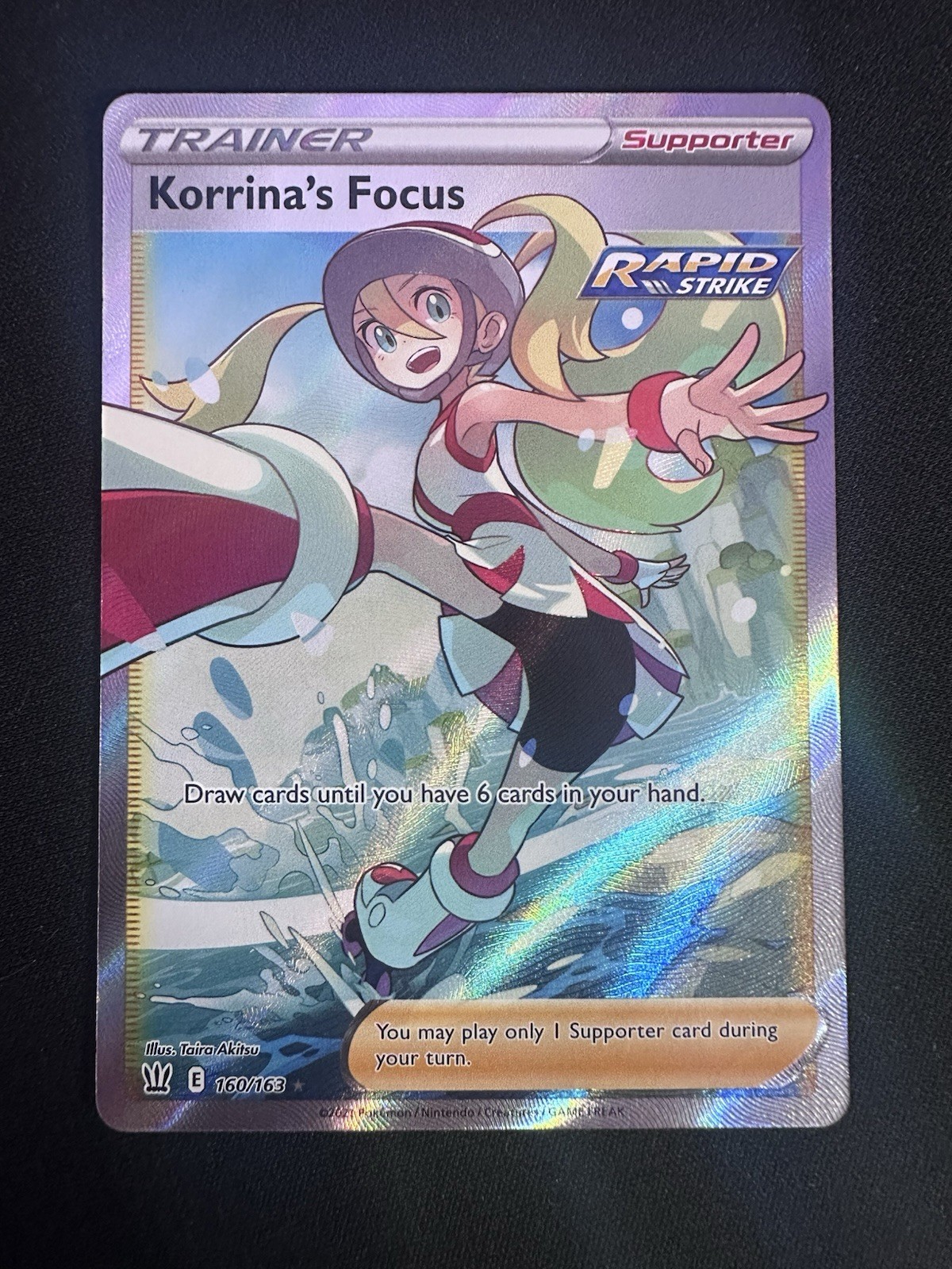NM-Mint Korrina's Focus - 160/163 - Full Art Ultra Rare Pokemon Battle Styles