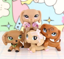 4Lot LPS Toy Dachshund Family with Cute Accessories Birthday/Xmas Gift for Kid