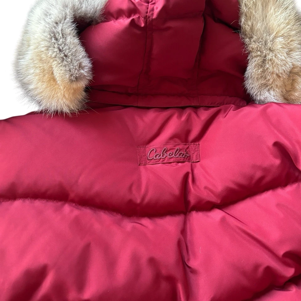Cabelas Premier Northern Goose Down Red Puffer Winter Jacket Coat Women’s large - Image 3 of 4
