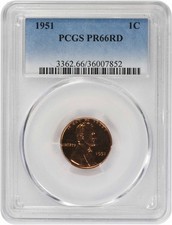 1951 Lincoln Cent Pr66rd Pcgs