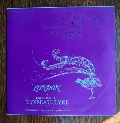 Bach - MASS IN B MINOR - LP L'OISEAU-LYRE LONDON (1955) MONO - MINT CONDITION 