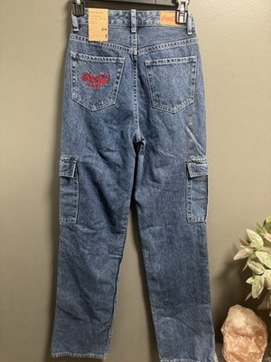Coca-Cola x Pacsun Blue Denim Cargo Women s Jeans 24 - Rare Find Sold Out Online