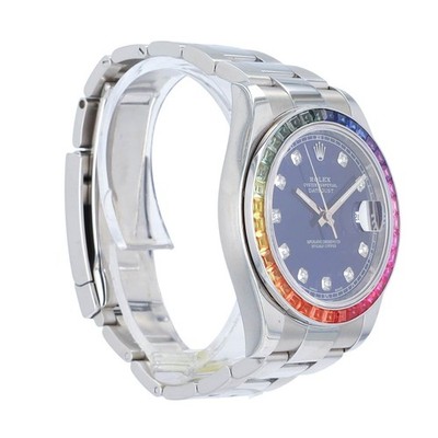 Rolex Datejust II 116334 Steel Blue Diamond Dial Rainbow Bezel