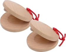2 PCS Wooden Castanets Wooden Finger Castanets Wood Clappers Percussion