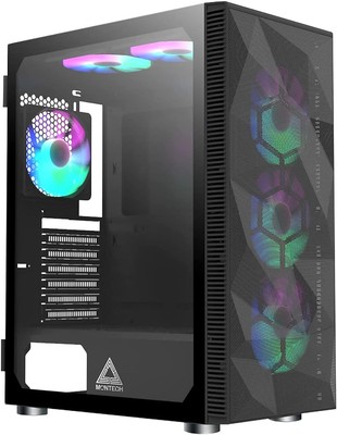 Montech X3 Mesh 6 Fans - 3x 140mm & 3x 120mm Fixed RGB Lighting Fans ATX Mid-...