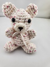 Handmade Crochet Teddy Bear Crushed Raspberry Ready to Ship