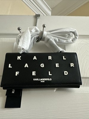 Karl Lagerfeld Jaqueline Black Leather Wallet Crossbody