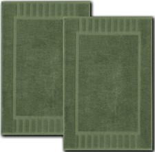 Luxury Bath Mat Floor Towel Set - 100 Cotton 22x34, 2 Pack,Forest Green Sage