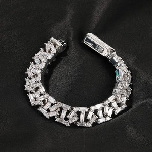 Authentic Hip Hop Cuban Chain Bracelet Geometry 5A T Cubic Zircon 18K Gold Plated Jewelry
