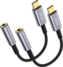 2 Pack USB C to 3.5mm Headphone Jack Adapter   HiFi Audio 2 Pack, Grey