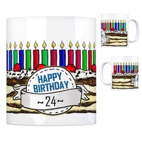 Geburtstagstorte Kaffeebecher Zum 24. Geburtstag Mit 24 Kerzen Tasse Becher Mug
