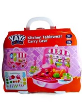 Yay Kids Kitchen Play Set with Tableware - 26 Piece Toy Carry Case for Ages 3 ..
