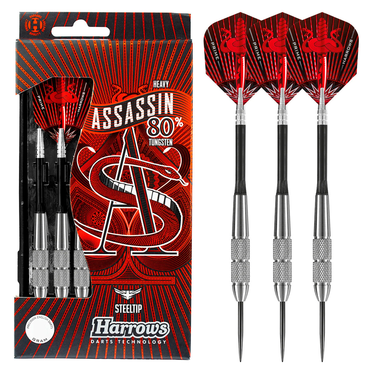 Harrows Assassin Heavy 80% Tungsten Darts - Knurled or Ringed - 27