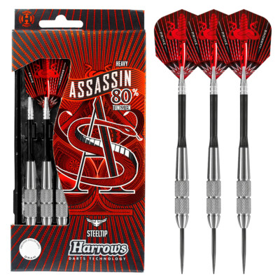 Harrows Weapon 80% Tungsten ダーツセット Harrows Assassin Heavy 80% Tungsten Darts - Knurled or Ringed - 27
