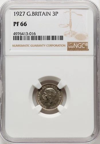 Great Britain - 1927 George V - Maundy 3 pence - NGC PF66