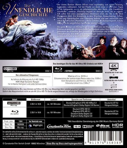 The NeverEnding Story (1984) 4K UHD Blu-Ray NEW (German Package/English Audio) - Picture 2 of 2