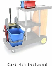 Mop Buckets Set for Janitorial Cart, 4 Buckets, Side Press Wringer