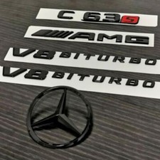 For Mercedes C63S AMG V8 BITURBO W205 Aufkleber Schwarz Gl&auml;nzender Star Emblem*
