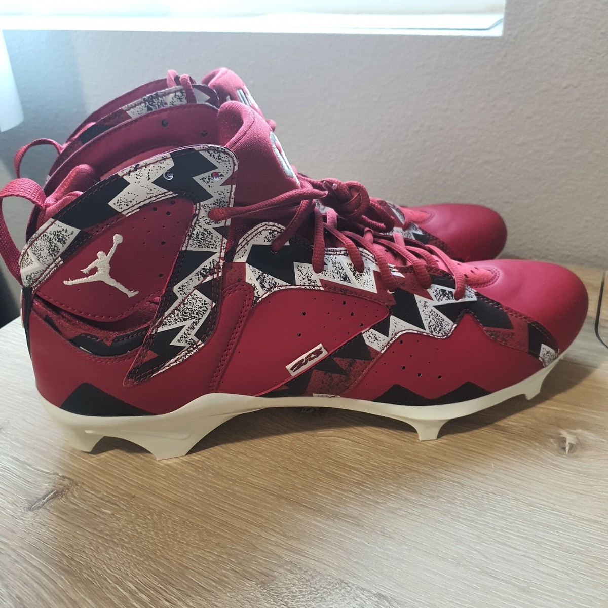 NIKE Air Jordan 7 Alpha Menace Oklahoma Sooners PLAYER EXCLUSIVE Cleats Mens 12 Jordan 7 Retro Alpha Menace sz 13 Cleats Oklahoma Player  main image 3