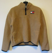 Tommy Jeans Sherpa Borg Fleece Jacket Womens Medium Brown Hilfiger Teddy Bear