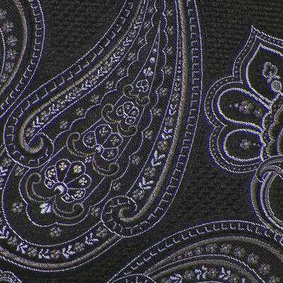 IKE BEHAR Mens Black Gray Blue PAISLEY Handmade Self-tipped Woven Silk Tie NWOT