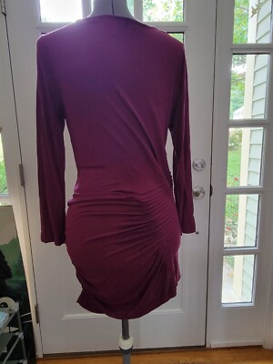 Design History - Fuschia, draped neck, pleated, long sleeved Top - Women's L 