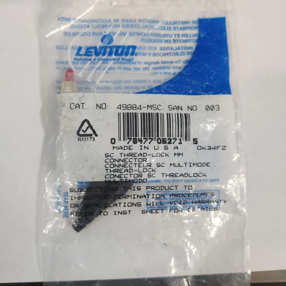 Leviton 光纤连接器(线程锁)/PN:49884-MSC SC MM — 第 2/2 张图片