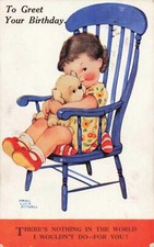 MABEL LUCIE ATTWELL LITTLE GIRL HUGGING HER DOG 1930'S