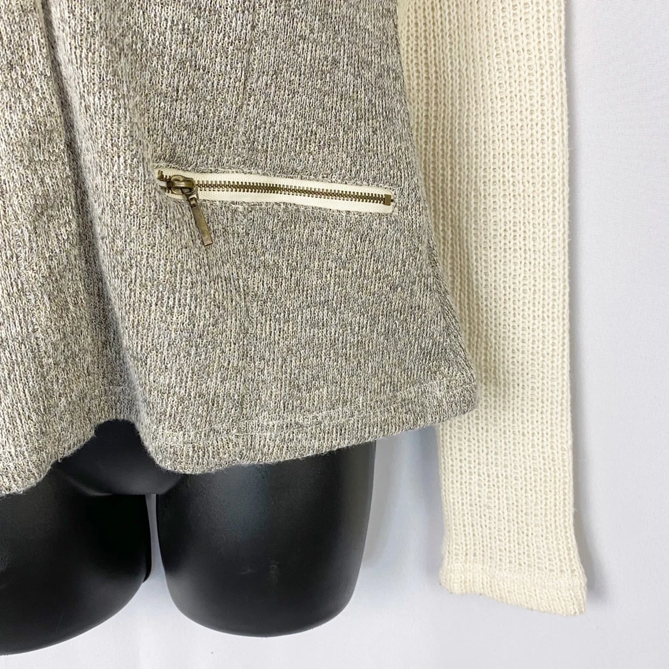 Skies Are Blue Knit Hidden Button Snap Jacket Sweater Cream Small - Image 4 of 4