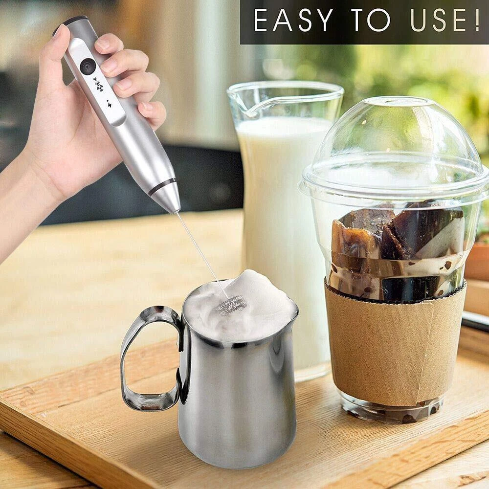 Milk Frother with Double Whisks, USB Rechargeable Foam Maker, 2 in 1 Hand-hel...
