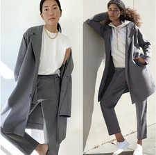 Everlane Oversized Tailored Double Knit Long Line Cocoon Coat Charcoal S