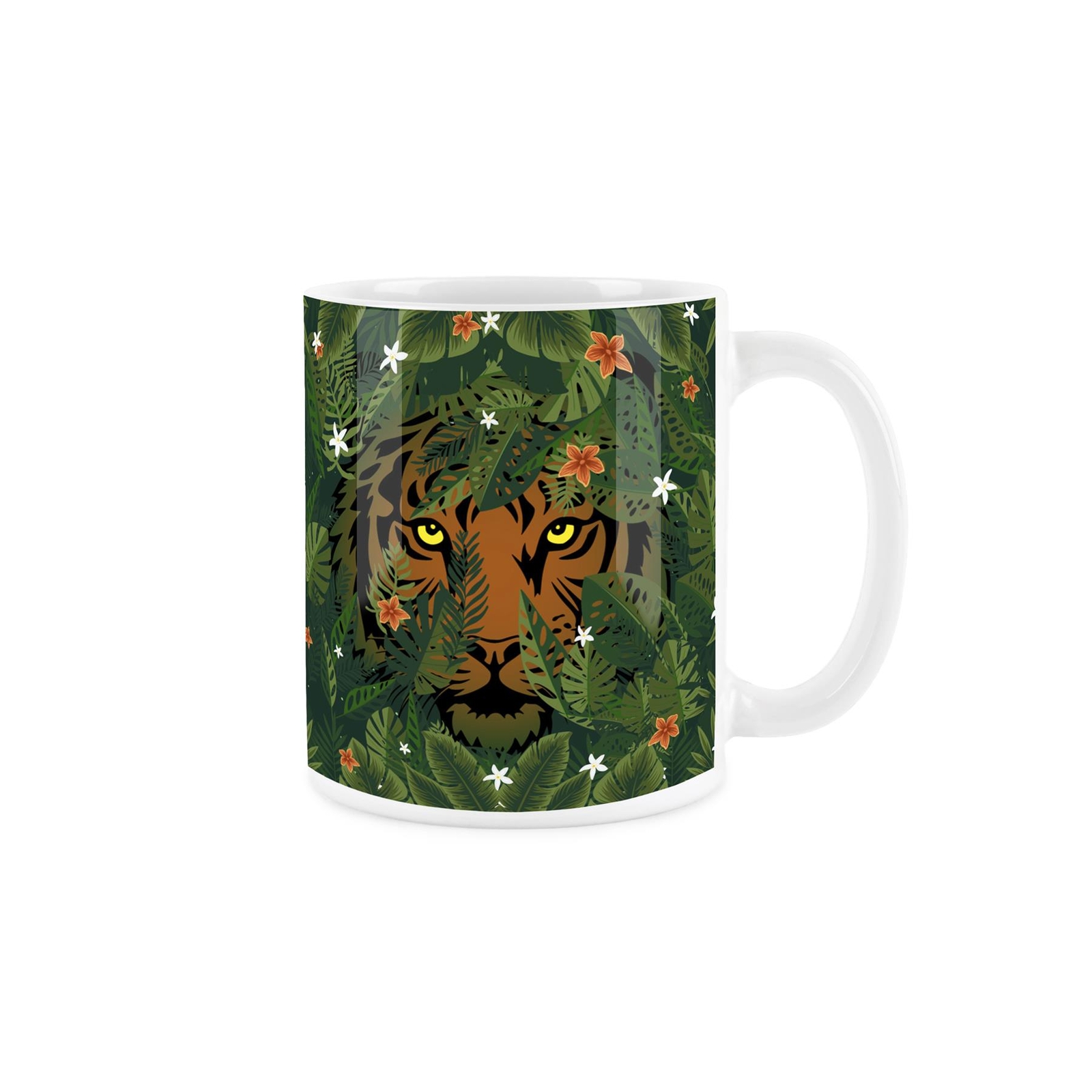 Jungle Tiger Mug - Wild Animals Tropical Rainforest Gift - White Ceramic Cup