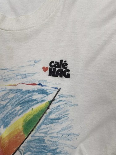 VINTAGE T-SHIRT TEE CAFE HAG 1990s 90s MENS SINGLE STITCH PROMO size XXL - Picture 9 of 13