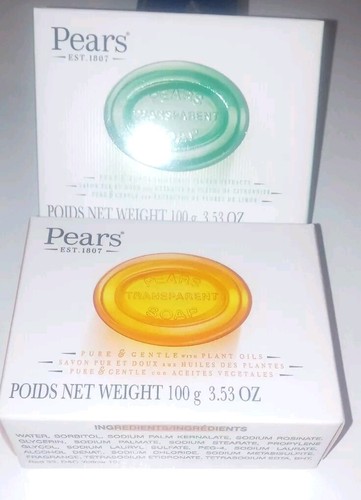 2 Pears Pure & Gentle Natural Bar Soap Plant Oils & Lemon Flower Extract 3.53 Oz