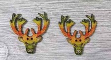 wood deer elk antlers buttons sewing 2 holes 1 1/4 inch (set #4)
