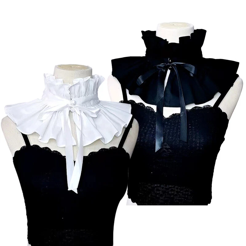 Elegante Blusa Cuello Victoriano con Volantes Dulces Niñas Cuello Solapa Mantón Solapa Foto 2 de 4