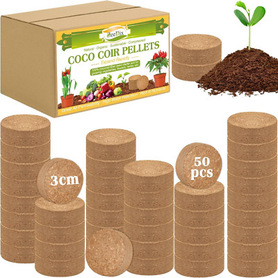 50Pcs(30Mm) Compressed Coco Coir Fiber Potting Soil- Coir Medium, Coconut Soil 