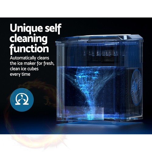 Devanti Portable Ice Maker Machine Ice Cube 12kg Bar Countertop Stainless Steel - Picture 6 of 7