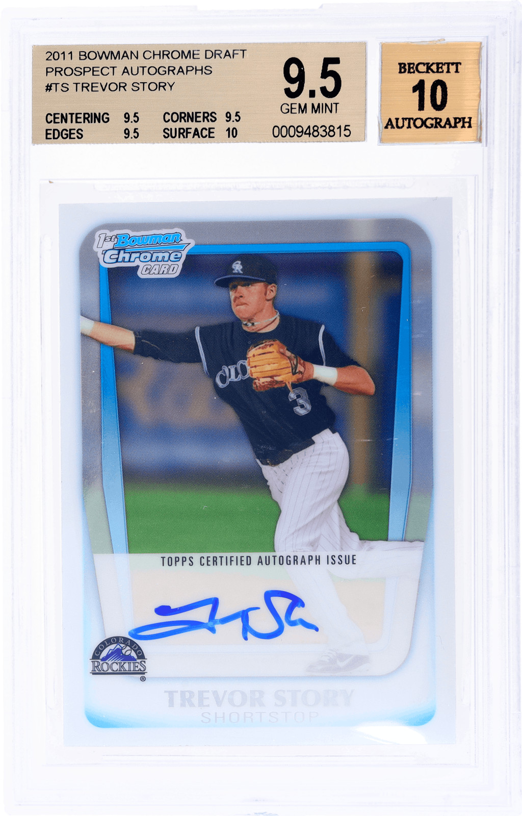 2011 Bowman Draft Trevor Story Chrome Prospect Auto #TS BGS 9.5/10