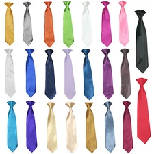 Satin Clip On Tie for Baby Toddler Kid Teen Boy Formal Tuxedo Suit 23 Color Pick