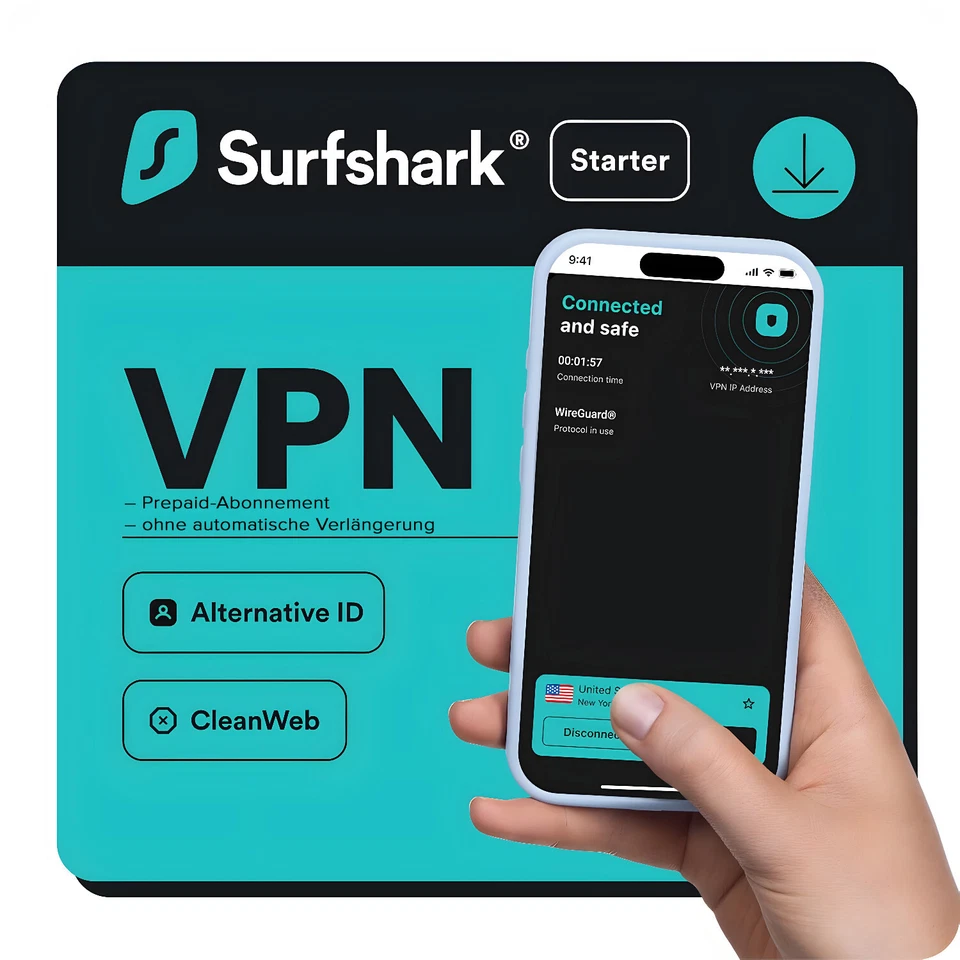 Surfshark Starter VPN|alle Geräte| 2 Jahre | Download|Key schnell per eMail|ESD