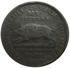 1834 US HARD TIMES MY VICTORY RUNNING BOAR ANDREW JACKSON TOKEN HT#9