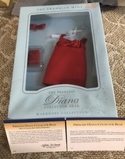 FRANKLIN MINT PRINCESS DIANA COLLECTOR BEAR Red Dress ENSEMBLE W/ COA