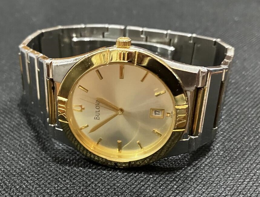 電池切　Bulova Calenda クォーツ 時計 シルバー/ゴールド Bulova vintage men's calendar watch | eBay