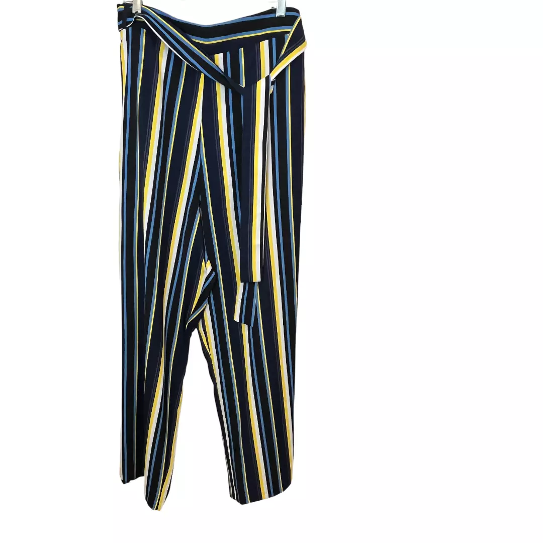 Plus size striped wide shop leg pants