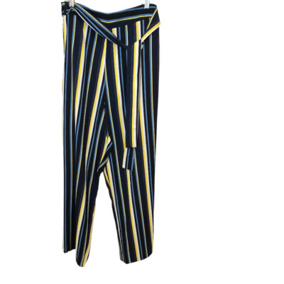 Maree Pour Toi Blue Yellow Striped Wide Leg Pants Size 22 NWT